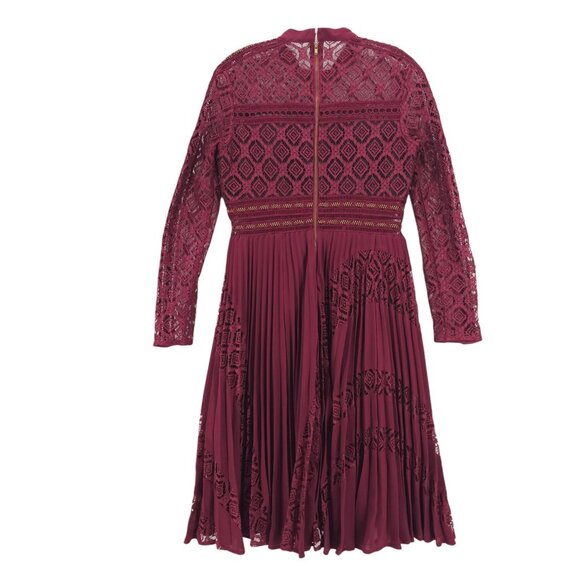 Self-Portrait Burgundy Lace Midi Dress - Picture 3 of 10